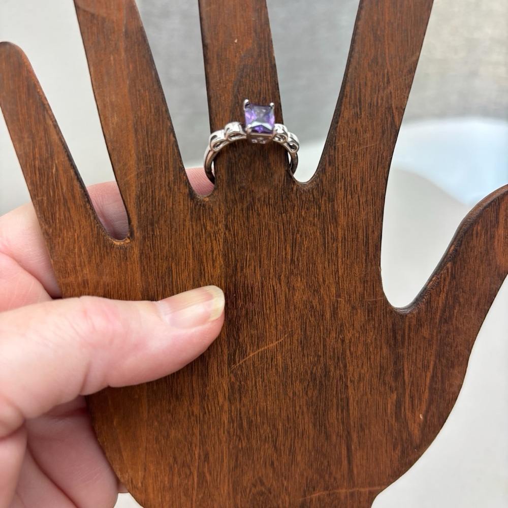 Elegant Purple Silver Ring, feminine, coquette, boho, feminine, summer, fairy - Picture 3 of 11